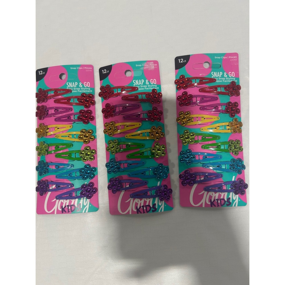 Goody Kids Snap & Go Glitter Flower Hair Clips 36 Count Rainbow Lot 22042 New